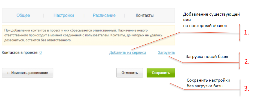Добавление контактов